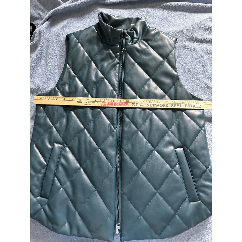 Chico’s Deep Teal Faux Leather Vest Chico’s 2 (Large / US 12) NWOT - Picture 6 of 9